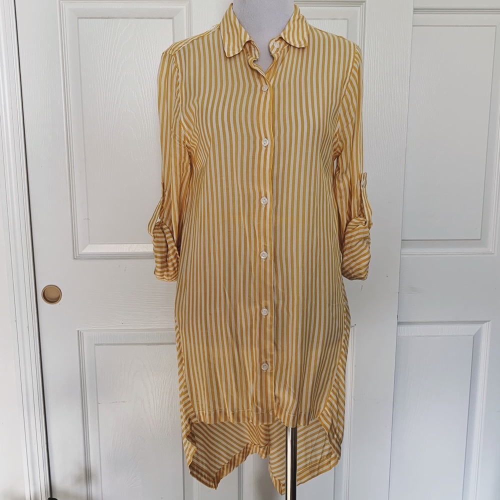 Max Studio Yellow Striped Shirt NWOT